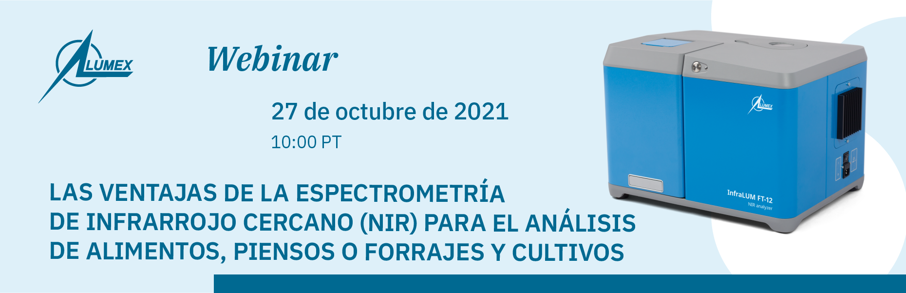 Seminario web: Las Ventajas de la Espectrometría de Infrarrojo Cercano (NIR) para el Análisis de Alimentos, Piensos o Forrajes y Cultivos